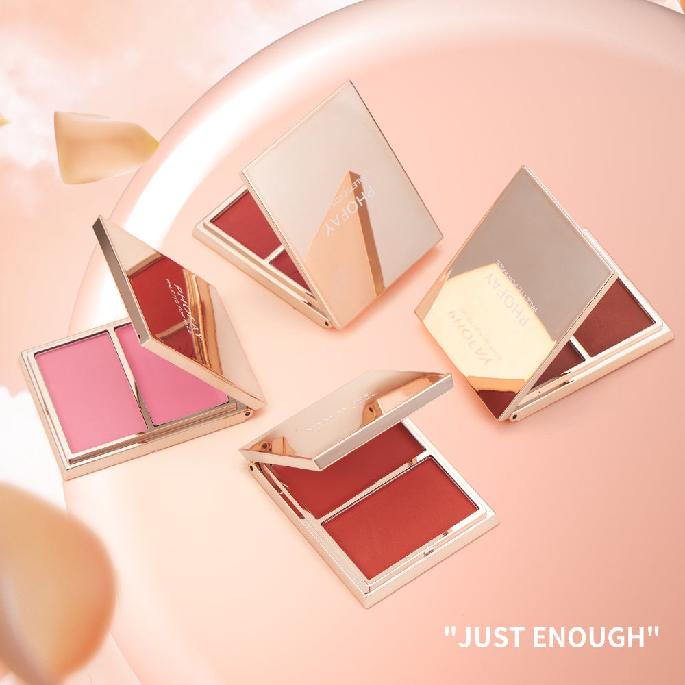 Cream & Powder Blush Duo - Buildable Natural Finish
