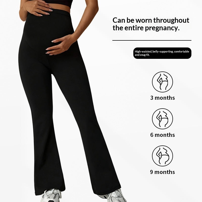 Maternity High Waist Flare Trousers - Tummy Support