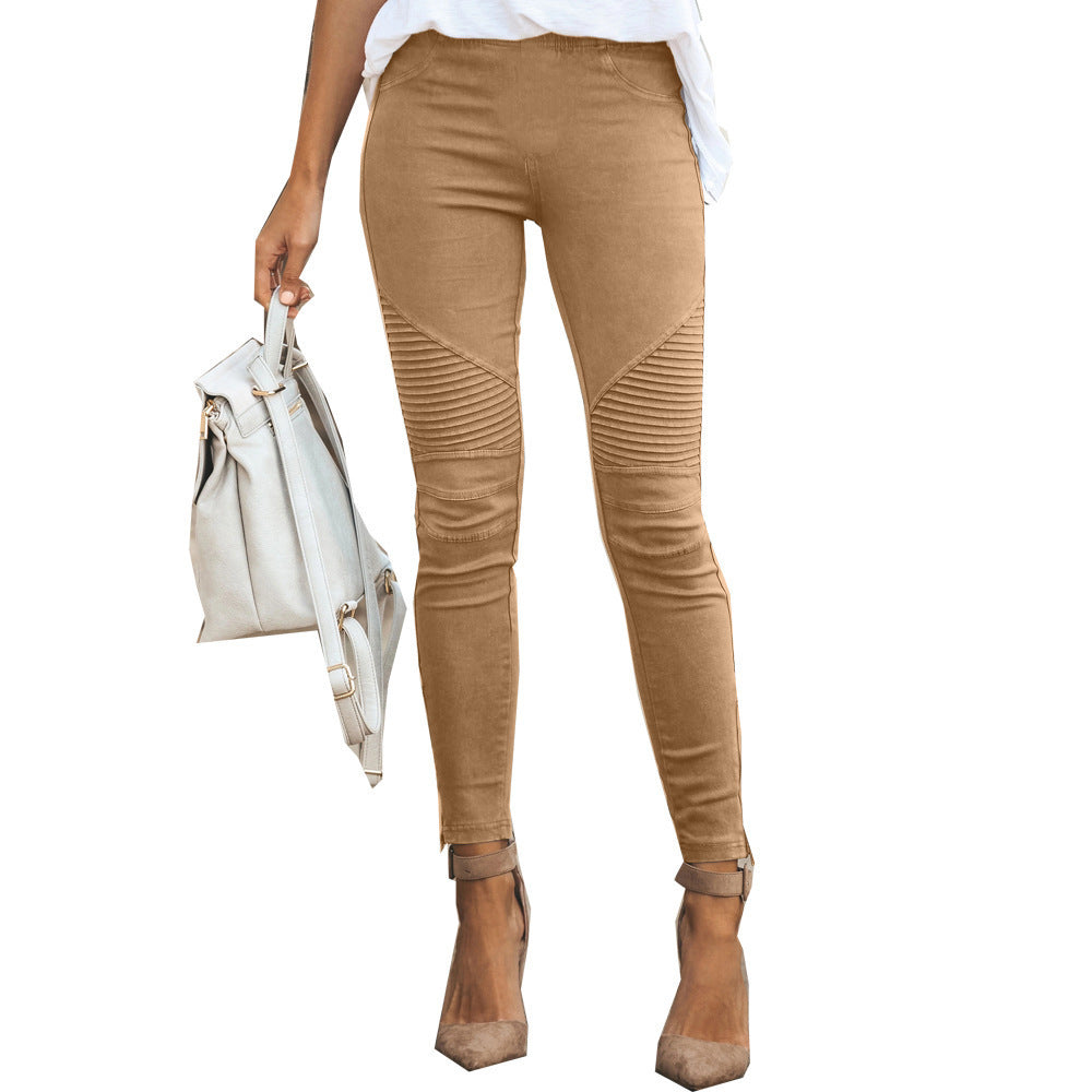 Women's Low-Rise Slim-Fit Cotton Stretch Trousers | 10 Colours | S-5XL