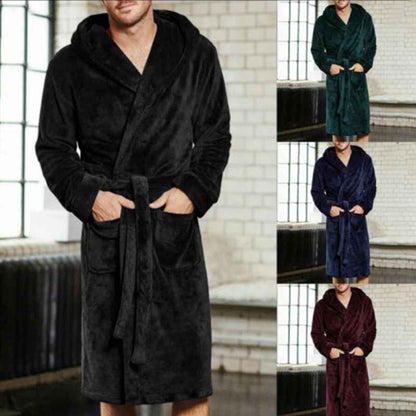 Unisex Hooded Nylon Bathrobe – Soft Double-Sided Velvet Lined Lounge Robe