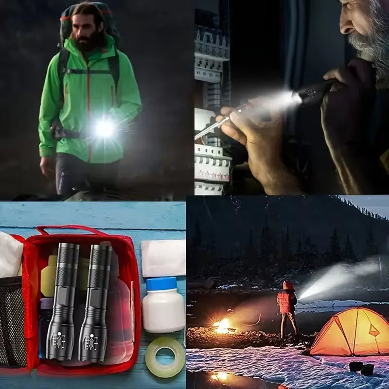 CREE XM-L LED Tactical Flashlight – 5-Mode Zoomable Torch Military-Grade Aluminium
