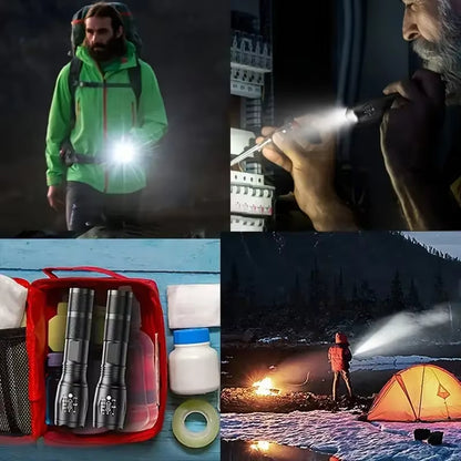 CREE XM-L LED Tactical Flashlight – 5-Mode Zoomable Torch Military-Grade Aluminium