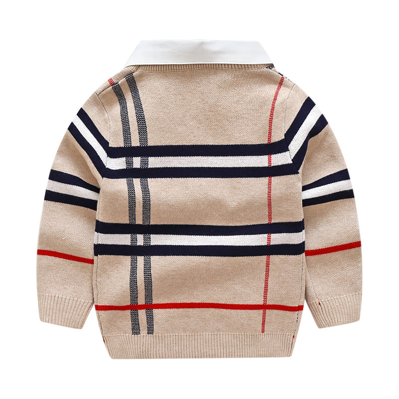 Boys' Plaid Jacquard Knit Sweater | Smart Kids Knitwear