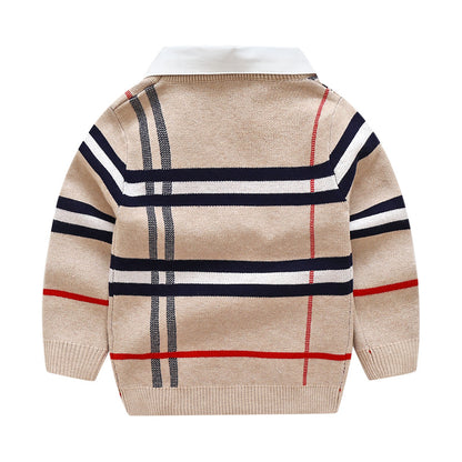 Boys' Plaid Jacquard Knit Sweater | Smart Kids Knitwear
