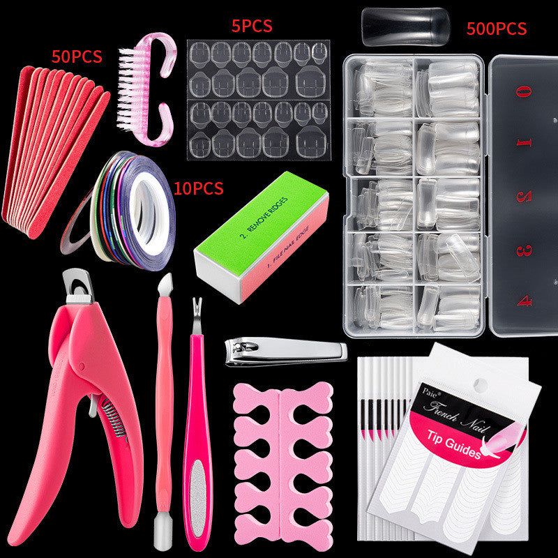 500-Piece Press-On Acrylic Nail Set – French & Full Cover