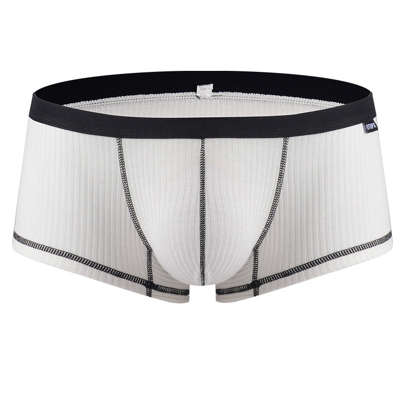 Men's Viscose U-Convex Boxer Briefs – Thin Breathable Mid-Waist White & Gray