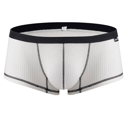 Men's Viscose U-Convex Boxer Briefs – Thin Breathable Mid-Waist White & Gray