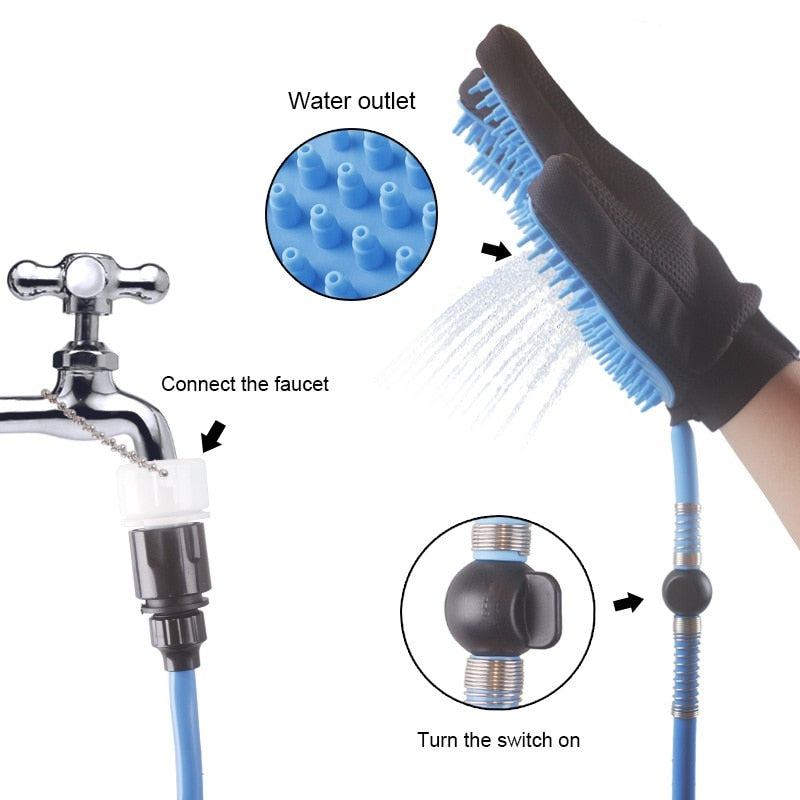2-in-1 Pet Shower Sprayer & Massage Glove | Handheld Dog Bath Tool