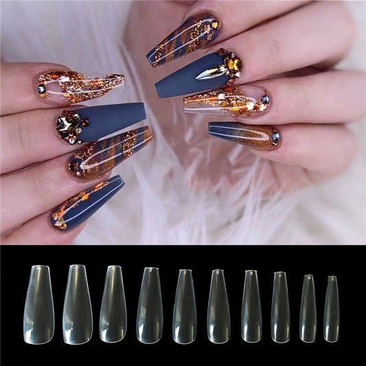500-Piece Ballet False Nails – ABS Coffin Tips | Clear & Natural