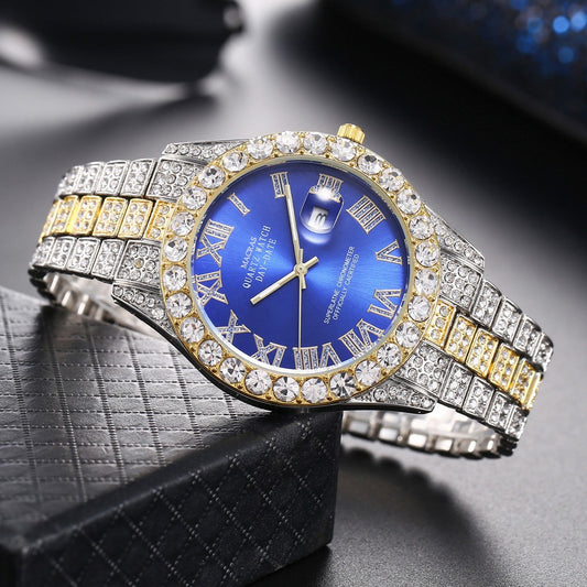 Roman Numeral Quartz Watch | Steel Band Men's Fashion Watch