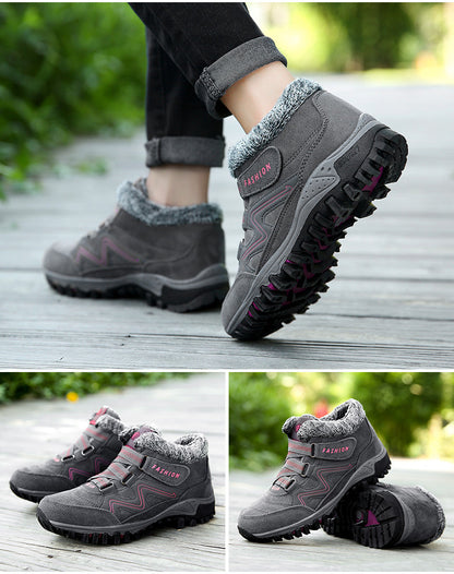 Plush-Lined Winter Couple Shoes - Warm Velvet Thick-Sole Casual Boots