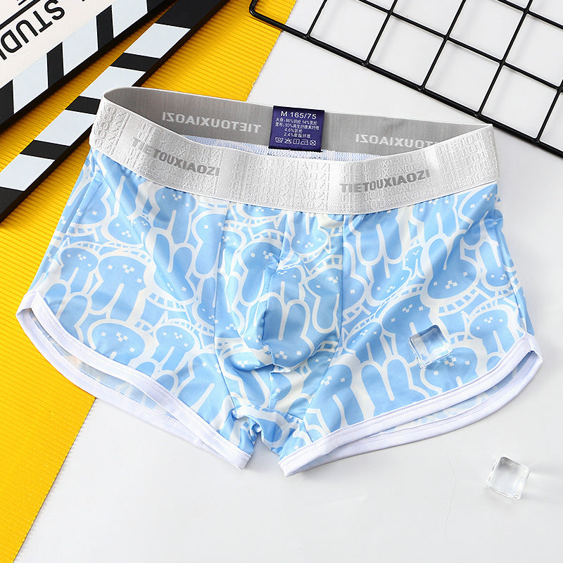 Men's Ice Silk Animal Print Boxer Briefs – Quick-Dry Breathable 5 Colours