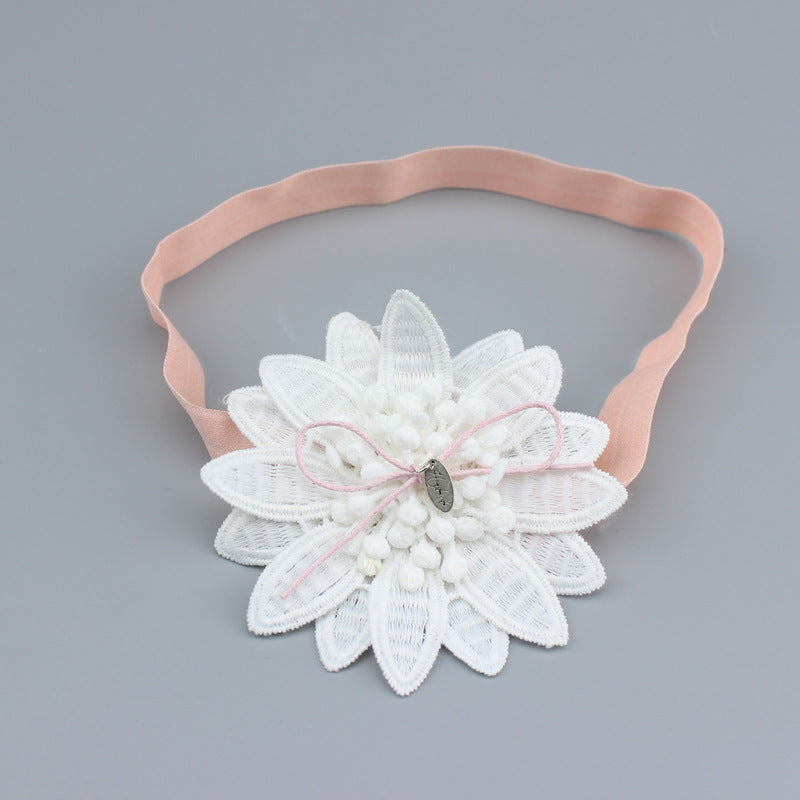 Floral Fabric Hair Band for Children | Pink & White