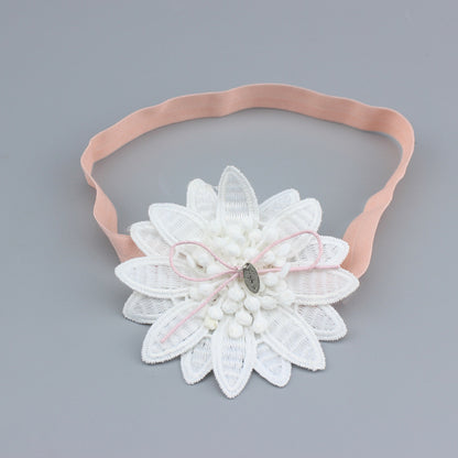 Floral Fabric Hair Band for Children | Pink & White