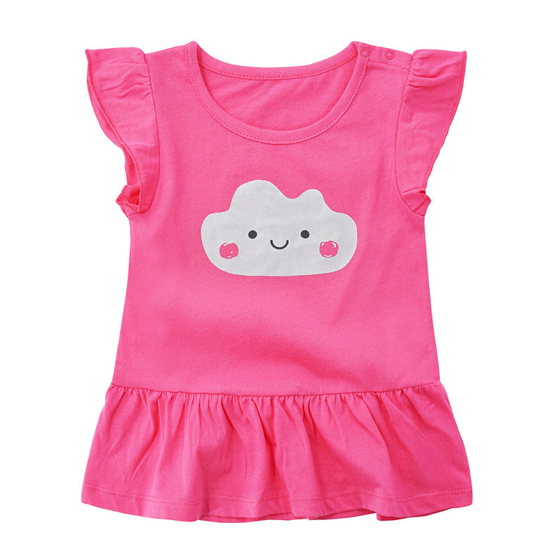 Girls Cotton Short Sleeve Top – Rose Red, Blue, Pink, White