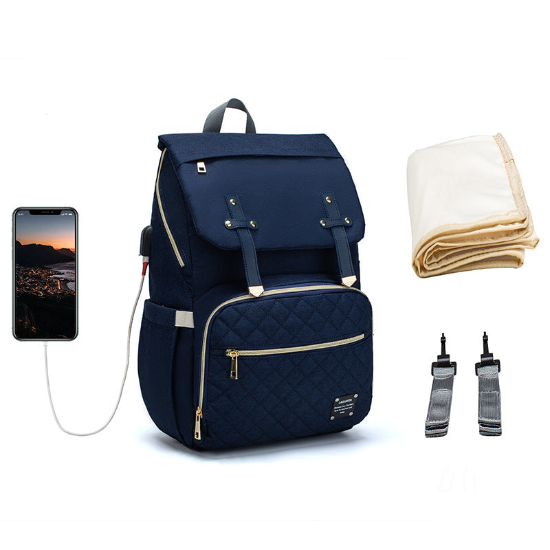 Large Capacity Mummy Nappy Bag – Oxford Cloth, 4-Way Carry