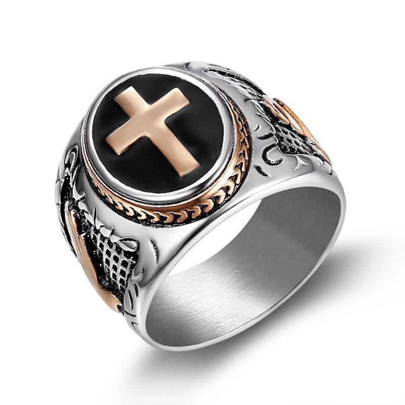 Men's Titanium Steel Geometric Epoxy Ring – European Style Band
