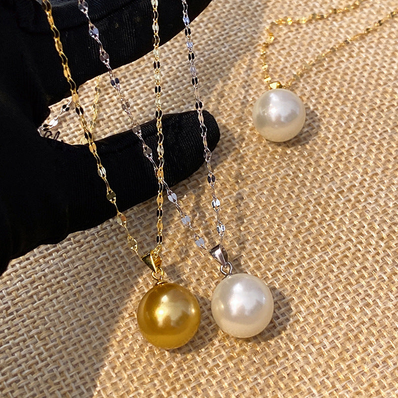 Pearl Clavicle Chain Necklace | Real Gold Plated Minimalist Pearl Necklace for Women