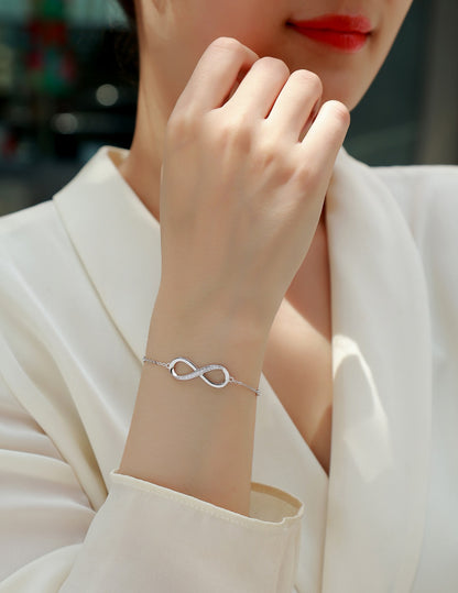 Moissanite Infinity Bracelet | 925 Sterling Silver Platinum-Plated | GRA Certified