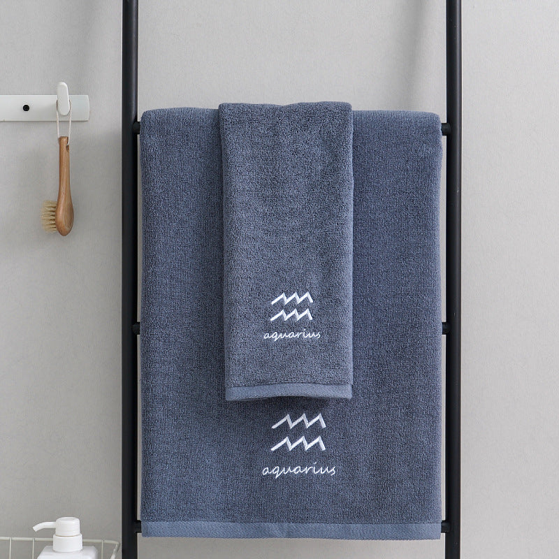 Zodiac Constellation Embroidered Cotton Towel