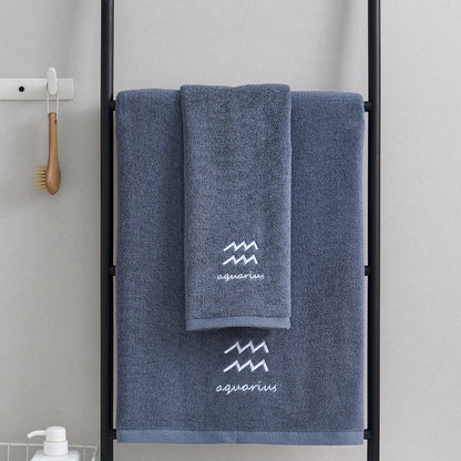 Zodiac Constellation Embroidered Cotton Towel