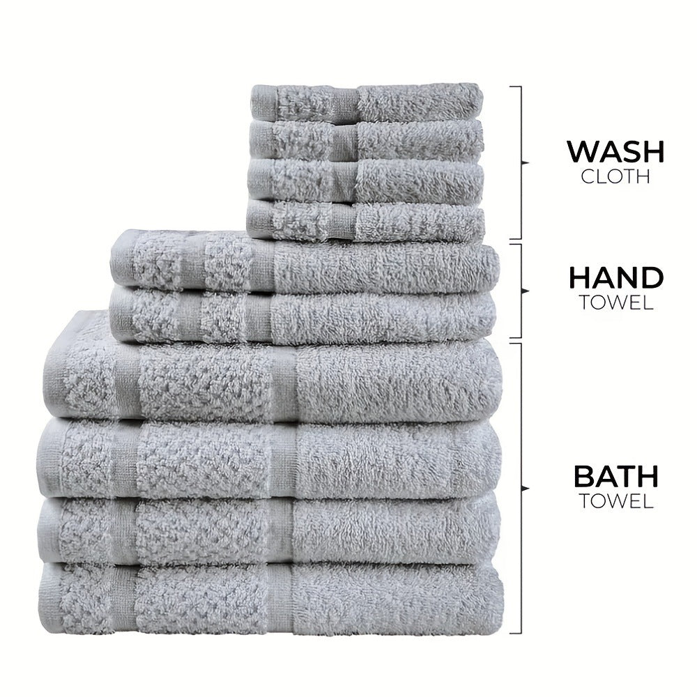 10-Piece Cotton Blend Towel Set | Bath, Hand & Face Towels | 4 Colours