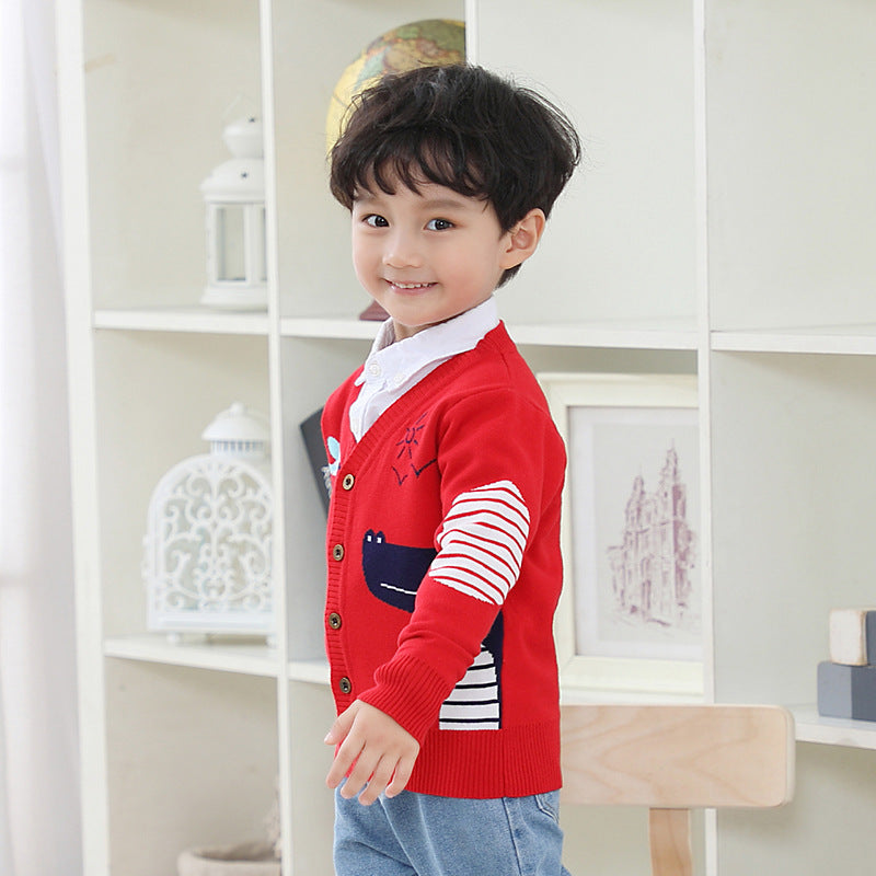 Boys Cotton Blend Cardigan Sweater
