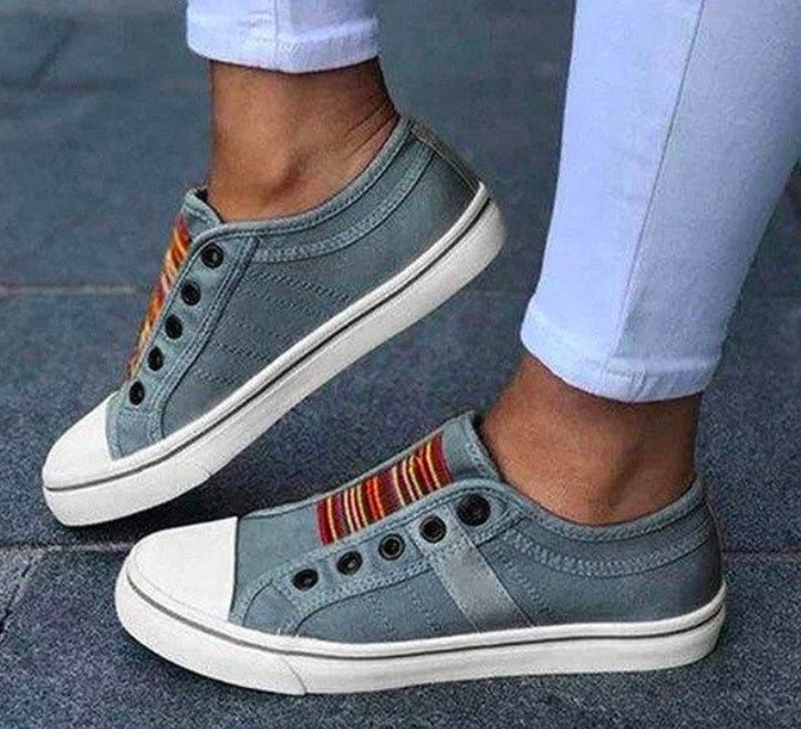 Laceless Canvas Flat Loafers - Lightweight Slip-On Casual Sneakers