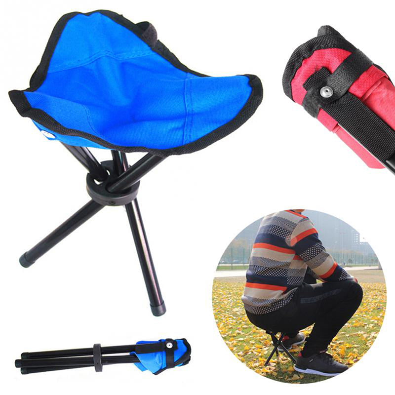 Folding Tripod Camping Stool – 100kg Load 600D Oxford Cloth Portable Fishing & Outdoor Chair Blue, Red & Green