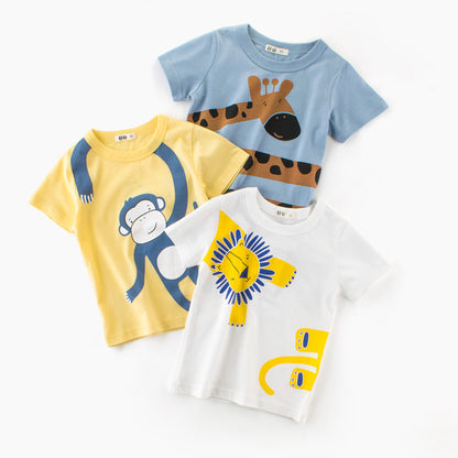 Children's Cartoon Print Short Sleeve T-Shirt | Soft Cotton, Unisex