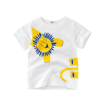 Children's Cartoon Print Short Sleeve T-Shirt | Soft Cotton, Unisex