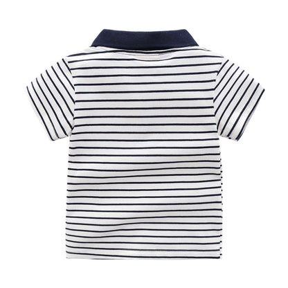 Boys Cartoon Print Cotton Polo Shirt | Kids Short Sleeve Tee