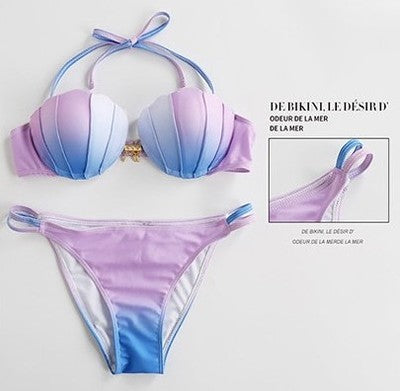 Women's Shell Print Bikini Set | Padded & High-Stretch Swimwear