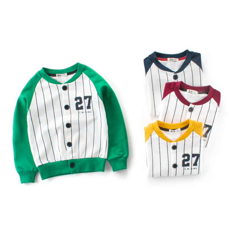 Boys' Colour Block Baseball Jacket | Kids Cotton Jacket