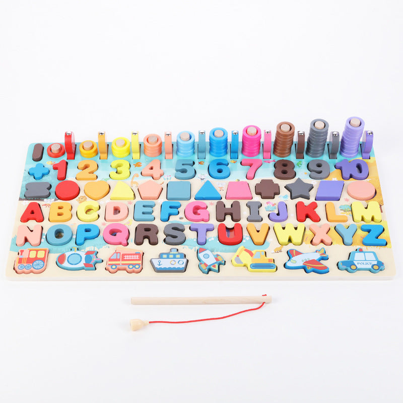 Montessori Wooden Math & Fishing Board Toy