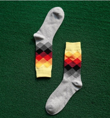 Men’s Cotton Diamond Pattern Long Socks EU 41-46 – 10 Styles