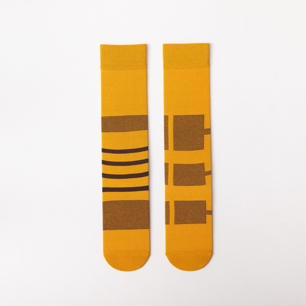 Japanese AB Asymmetric Long-Tube Socks – Cartoon Jacquard 10 Colours