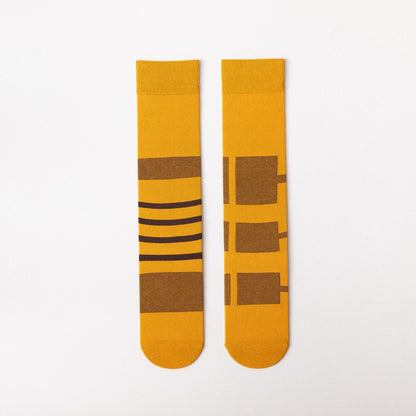 Japanese AB Asymmetric Long-Tube Socks – Cartoon Jacquard 10 Colours