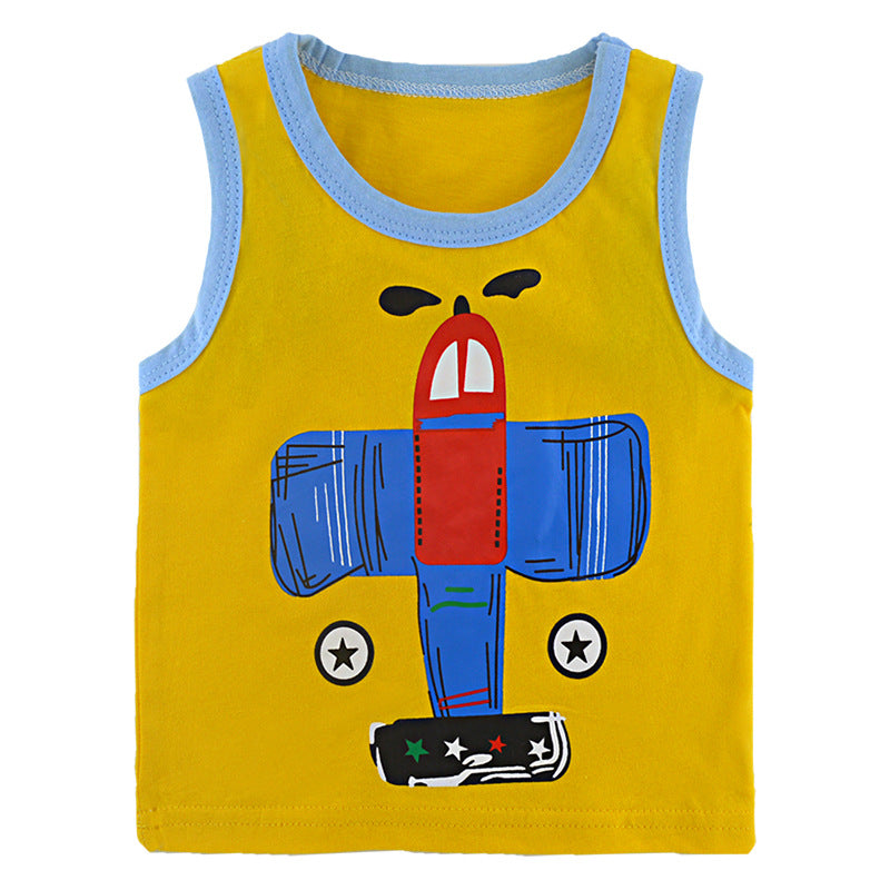 Children's Cartoon Print Cotton Sleeveless Vest | 10 Designs