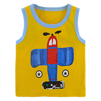Children's Cartoon Print Cotton Sleeveless Vest | 10 Designs