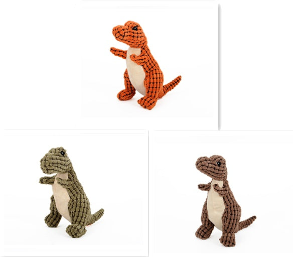 Dinosaur Plush Squeaky Dog Toy | Soft Corn Velvet Chew Toy 25cm & 50cm