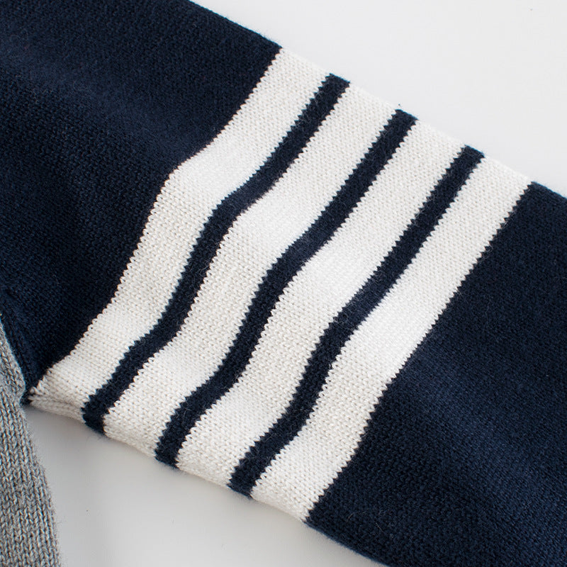 Boys Cotton Colour Block Pullover Sweatshirt