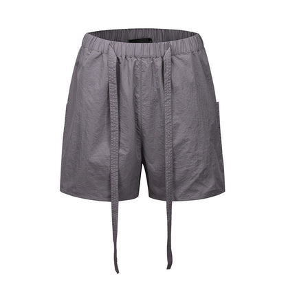 Men's Nylon Straight-Leg Boxer Shorts – Loose Mid-Rise Black & Grey