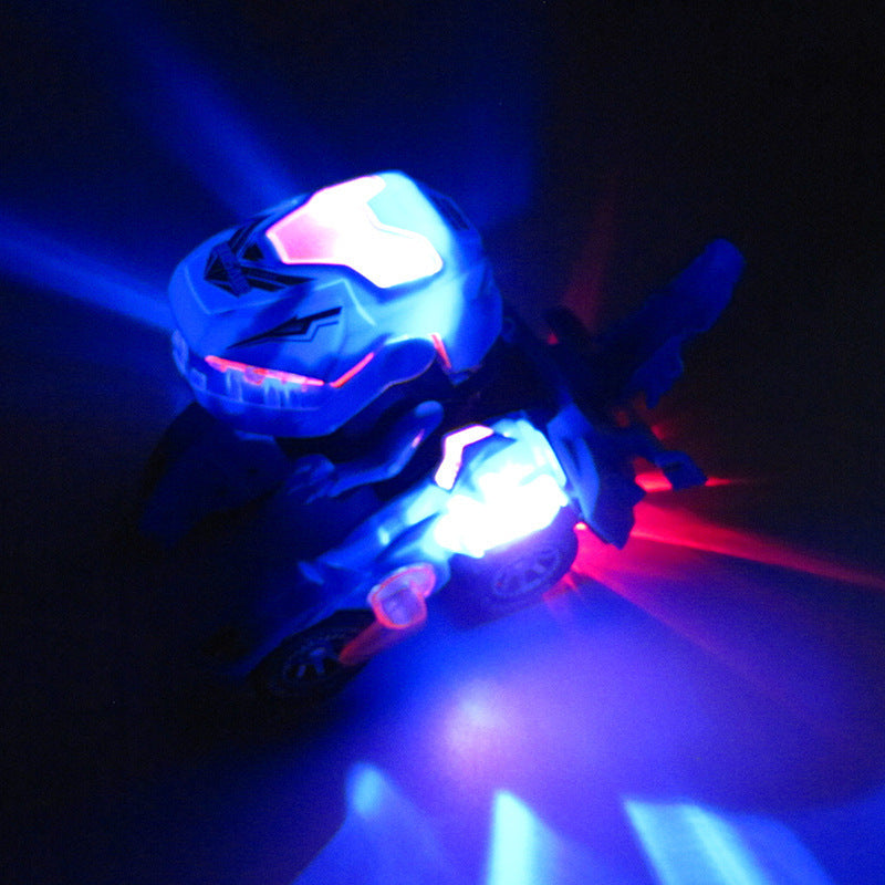 Electric Deformation Dinosaur Toy Car - Light Music Motion Control Blue Red Green