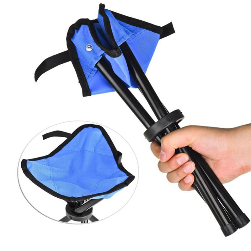 Folding Tripod Camping Stool – 100kg Load 600D Oxford Cloth Portable Fishing & Outdoor Chair Blue, Red & Green