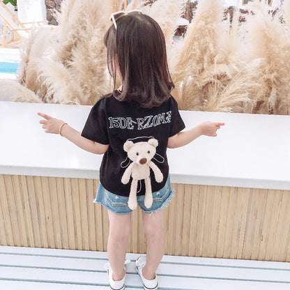 Children's Bear Print Short Sleeve T-Shirt – Cute Animal Summer Top