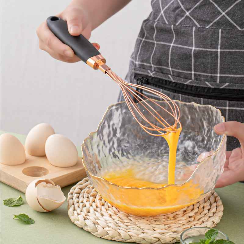 7-Piece Stainless Steel Kitchen Tool Set – Rose Gold Finish Cooking Utensils with Rack