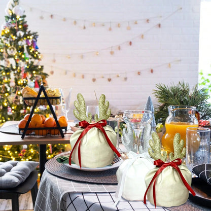 Christmas Velvet Drawstring Gift Pouches | Pack of 5