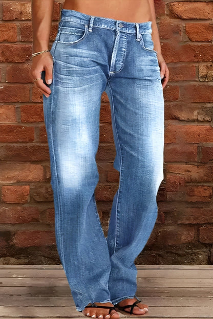Women's High-Waist Loose Fit Jeans - Raw Hem, 10 Colours, S-5XL