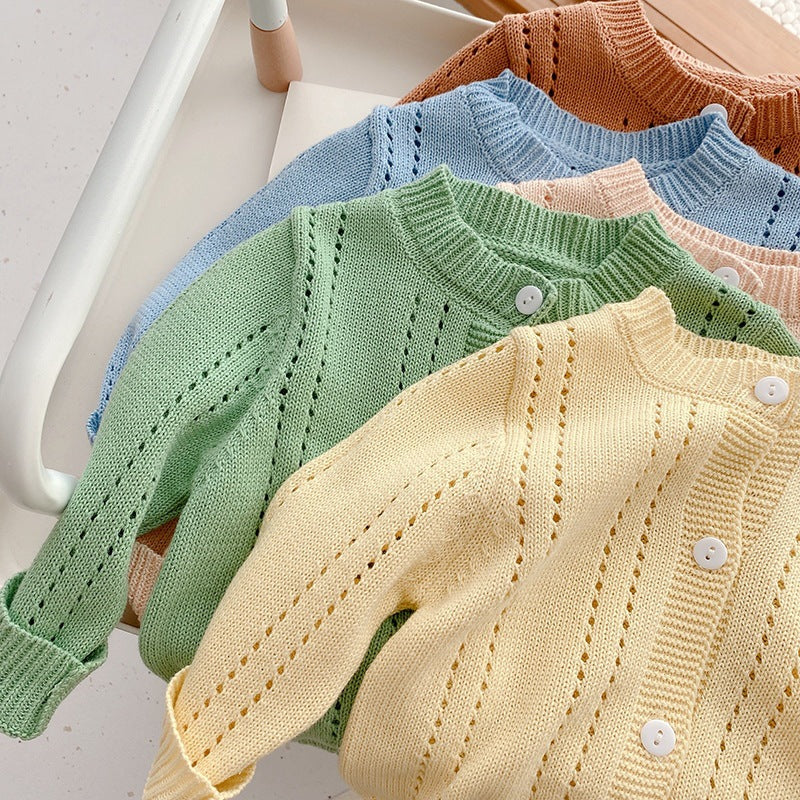 Kids Solid Knit Sweater Coat – Cotton Outerwear for Babies & Toddlers
